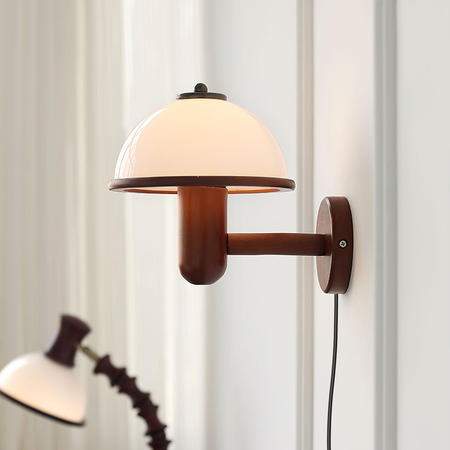 Wooden Wall Fixture with Mushroom Shape | Wall Sconce