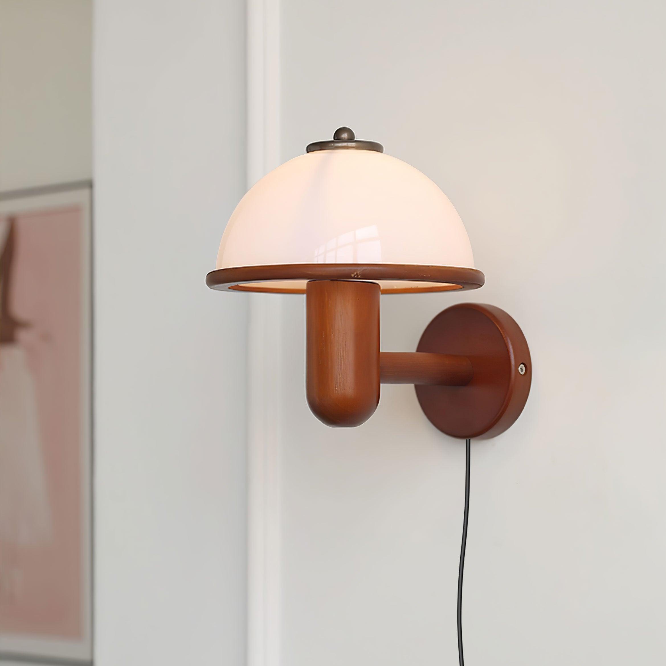 Wooden Wall Fixture with Mushroom Shape | Wall Sconce