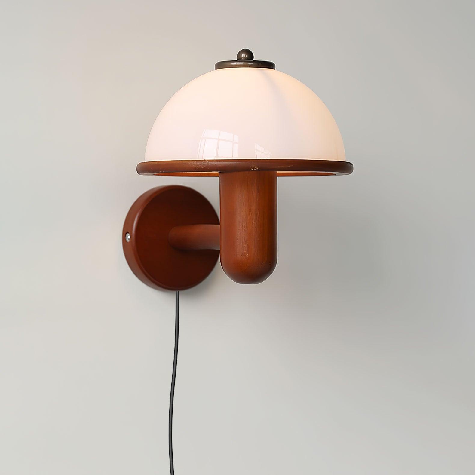 Wooden Wall Fixture with Mushroom Shape | Wall Sconce