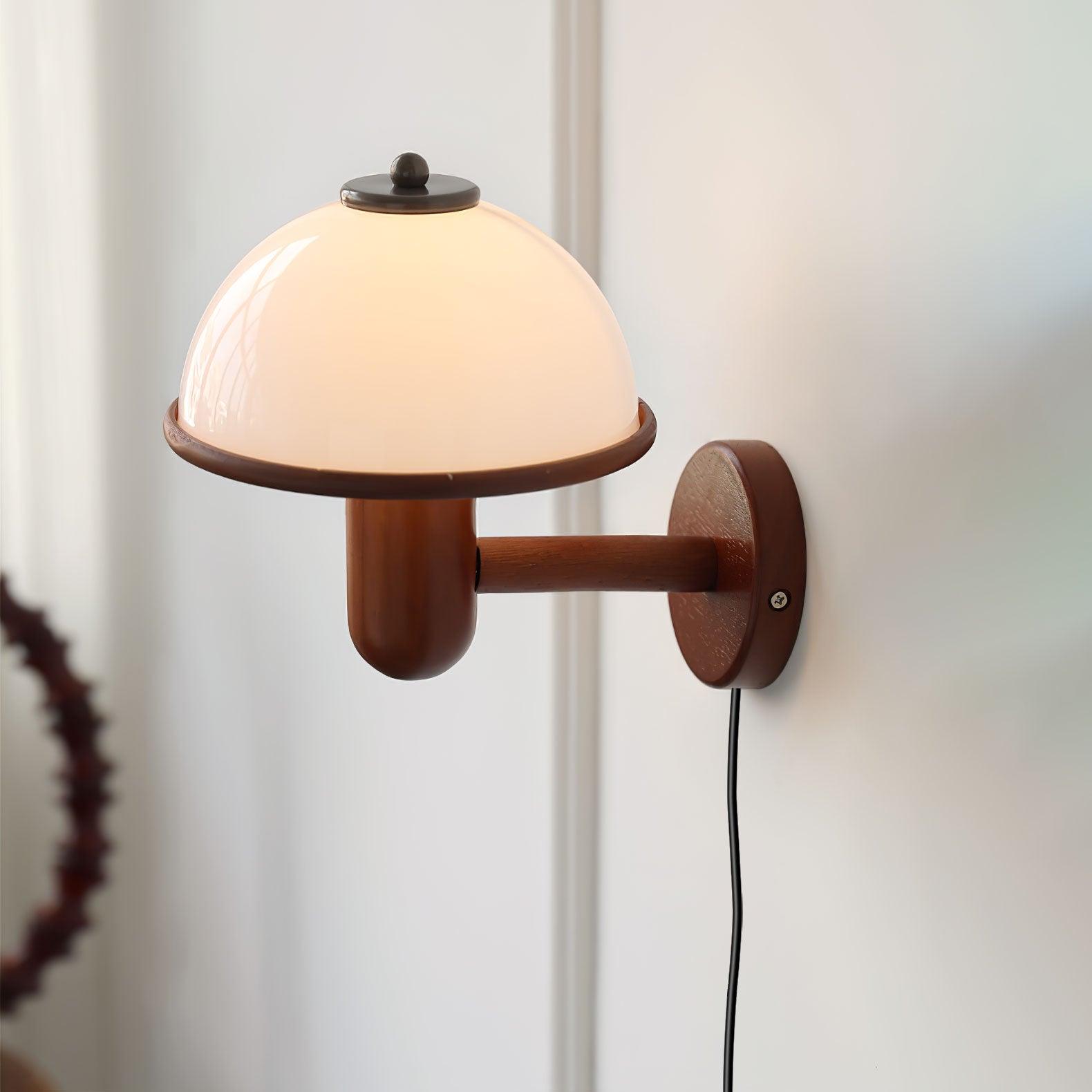 Wooden Mushroom Wall Lamp – Soft Diffuse LED Lighting