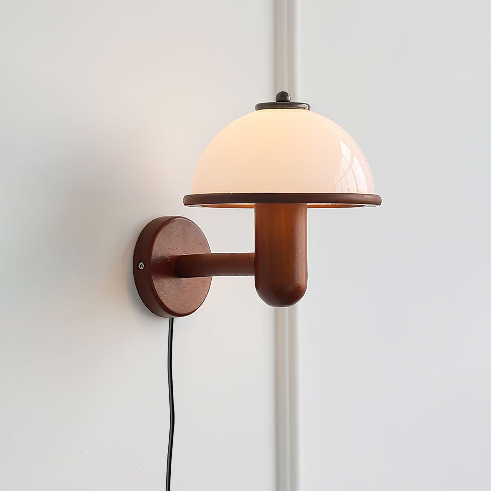 Wooden Wall Fixture with Mushroom Shape | Wall Sconce