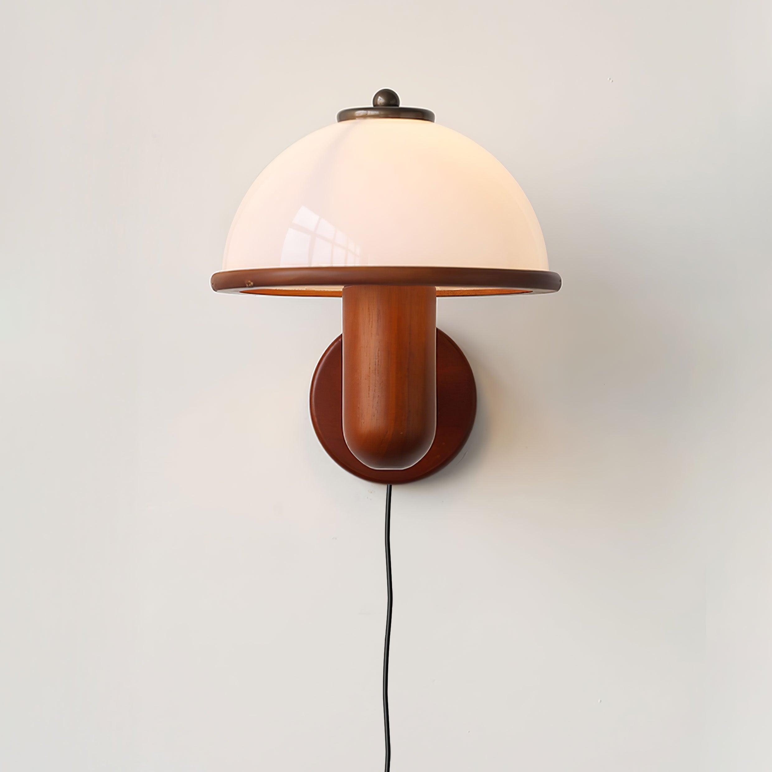 Wooden Wall Fixture with Mushroom Shape | Wall Sconce