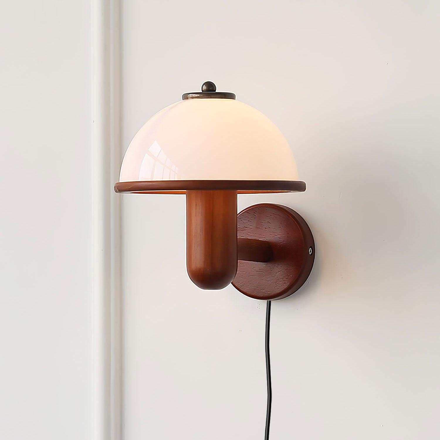 Wooden Wall Fixture with Mushroom Shape | Wall Sconce