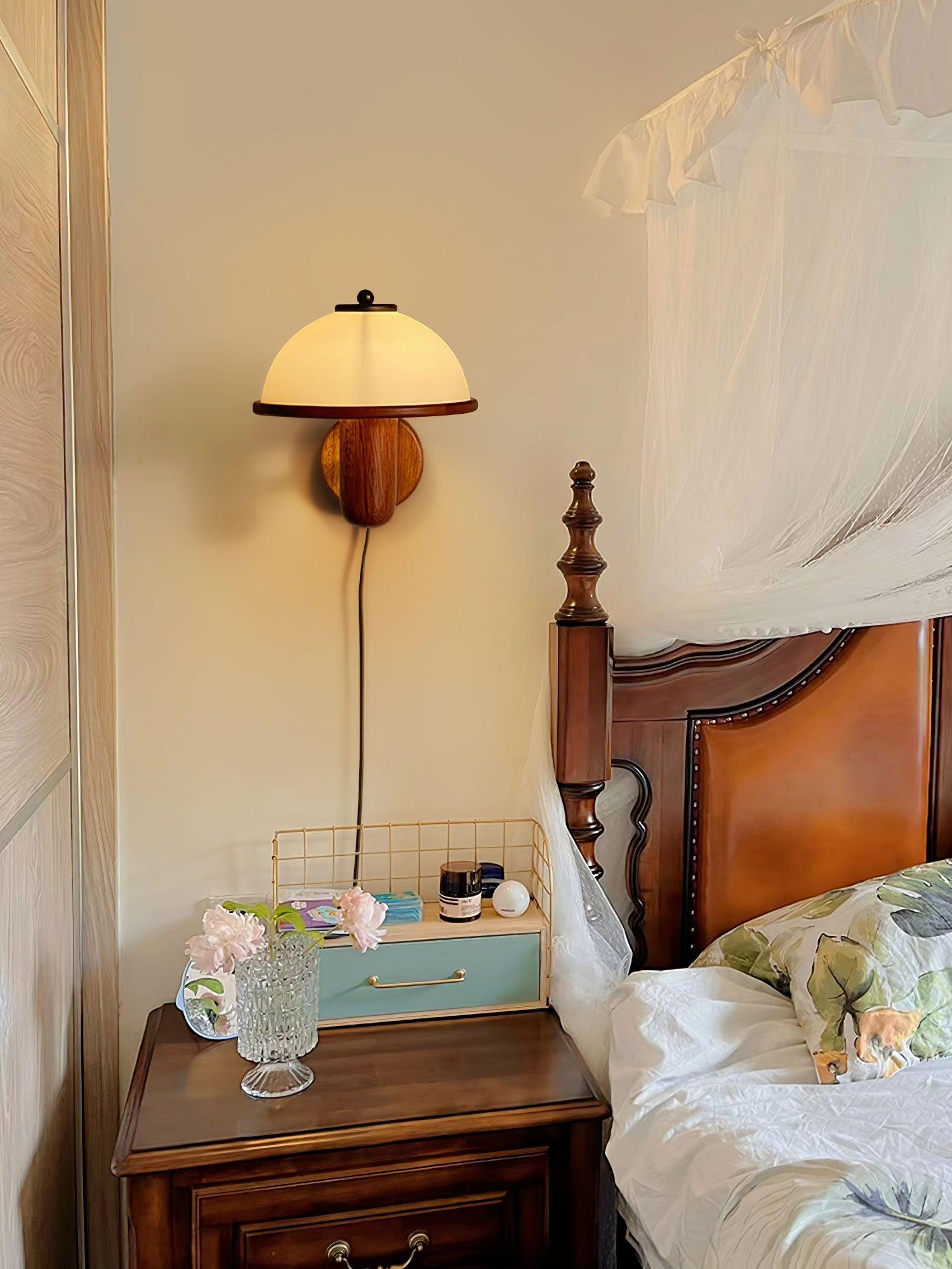 Wooden Wall Fixture with Mushroom Shape | Wall Sconce