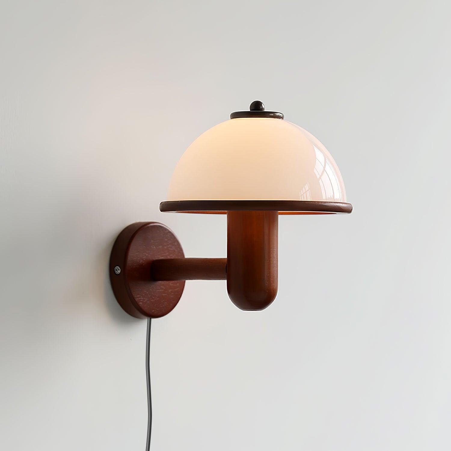 Wooden Wall Fixture with Mushroom Shape | Wall Sconce