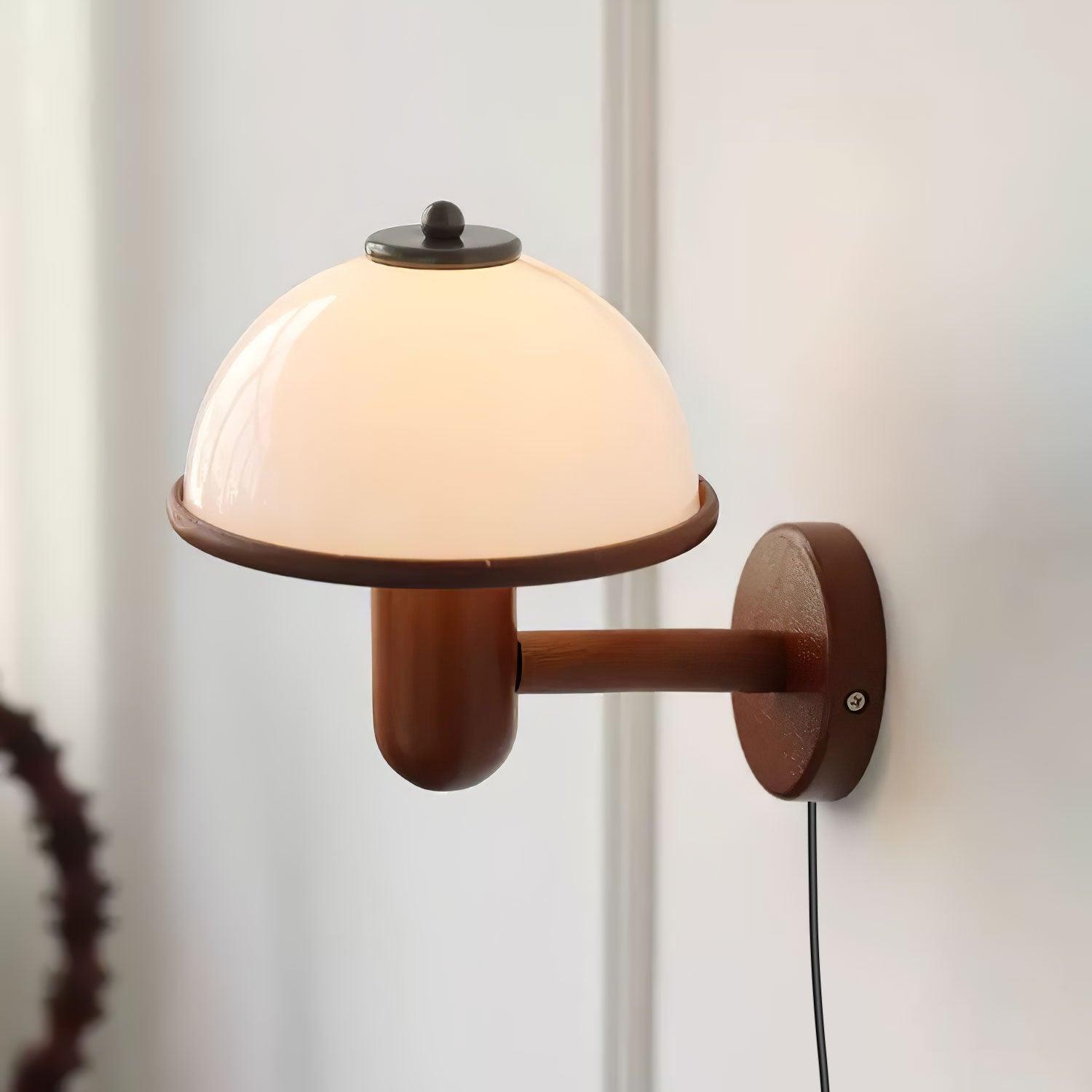 Wooden Wall Fixture with Mushroom Shape | Wall Sconce