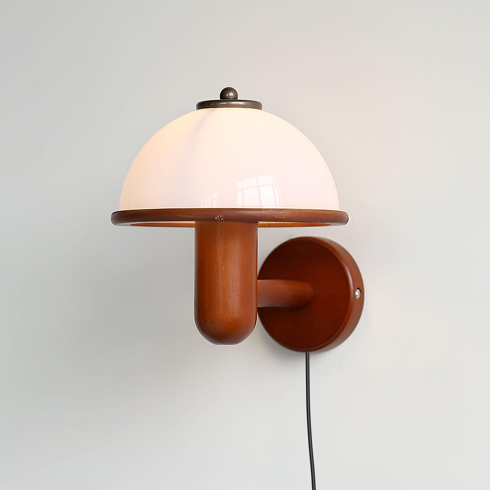 Wooden Mushroom Wall Lamp – Soft Diffuse LED Lighting