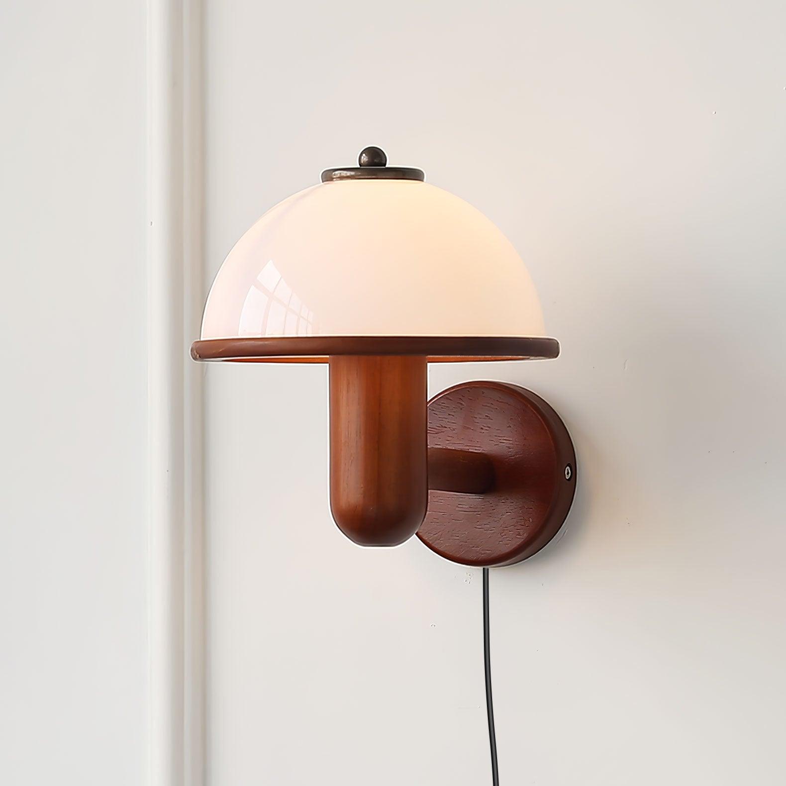 Wooden Mushroom Wall Lamp – Soft Diffuse LED Lighting