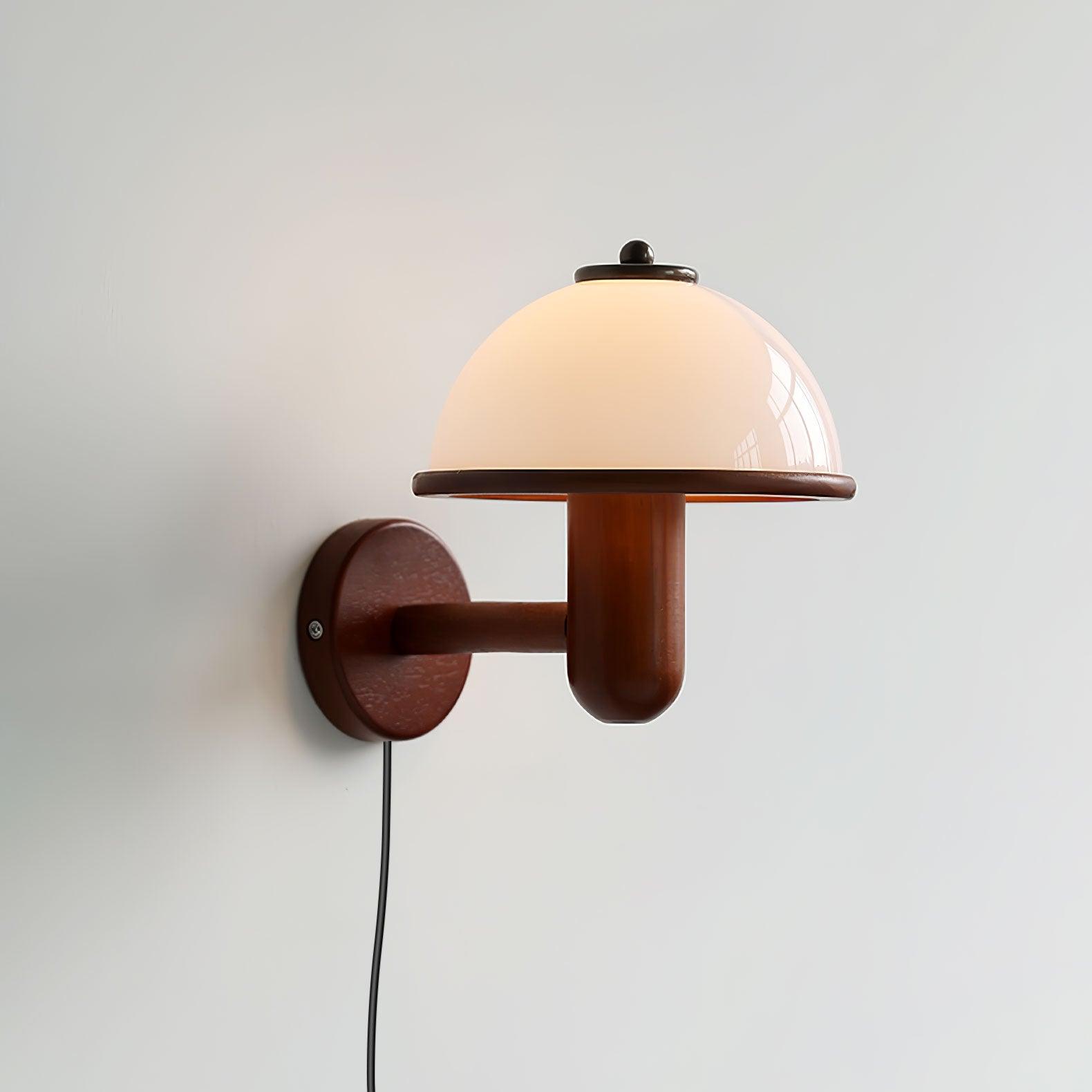 Wooden Wall Fixture with Mushroom Shape | Wall Sconce