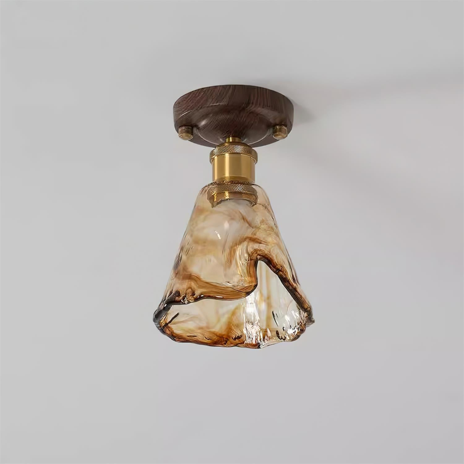 Amber Glass Flush Mount Ceiling Light – Modern Home Lighting