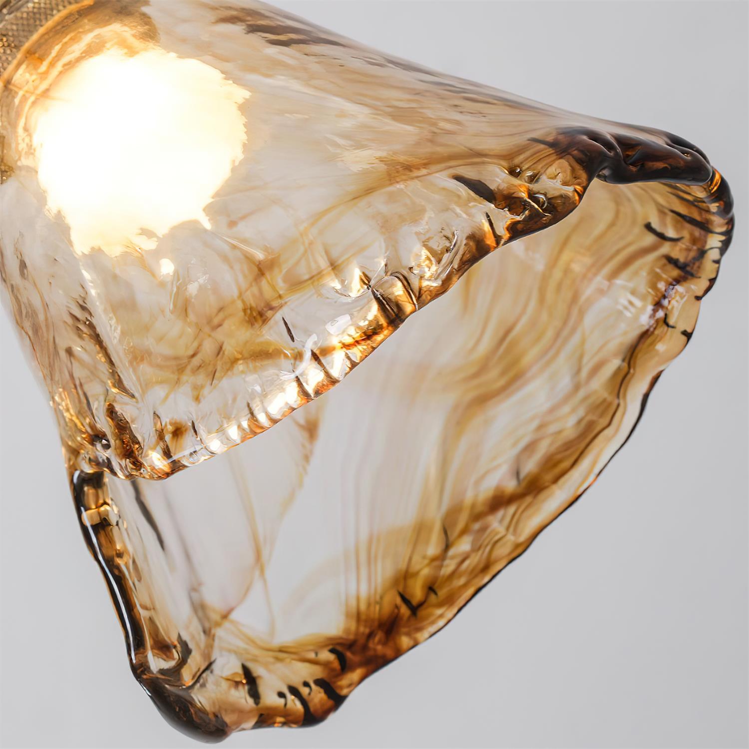 Modern Glass Shade Chandelier – 3 or 6-Head Gold, Amber Finish