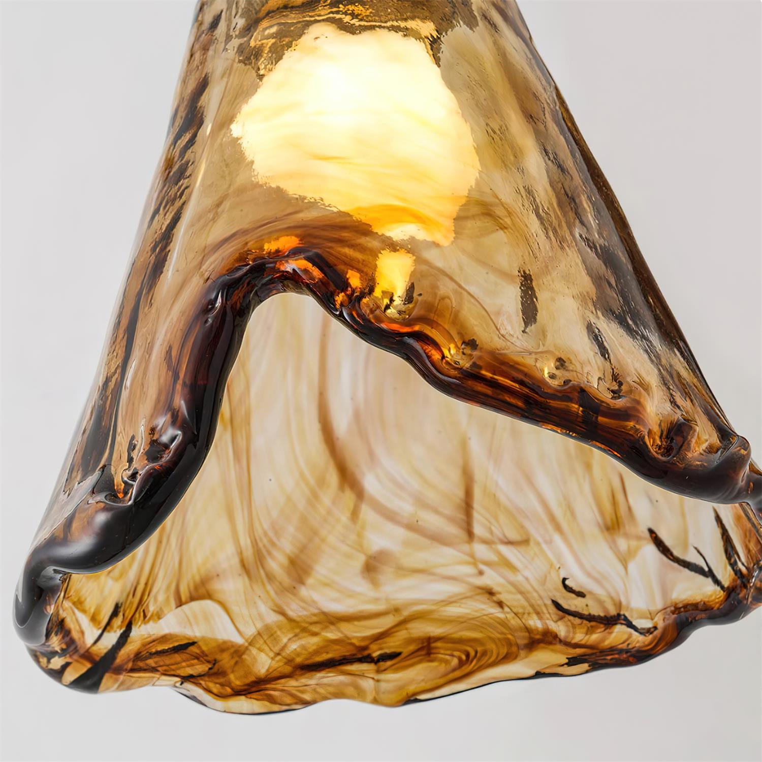 Modern Glass Shade Chandelier – 3 or 6-Head Gold, Amber Finish