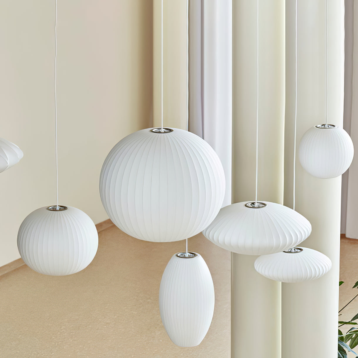 Modern Mulberry Fabric Bubble Chandelier – Hallway Decorative Pendant Lamp