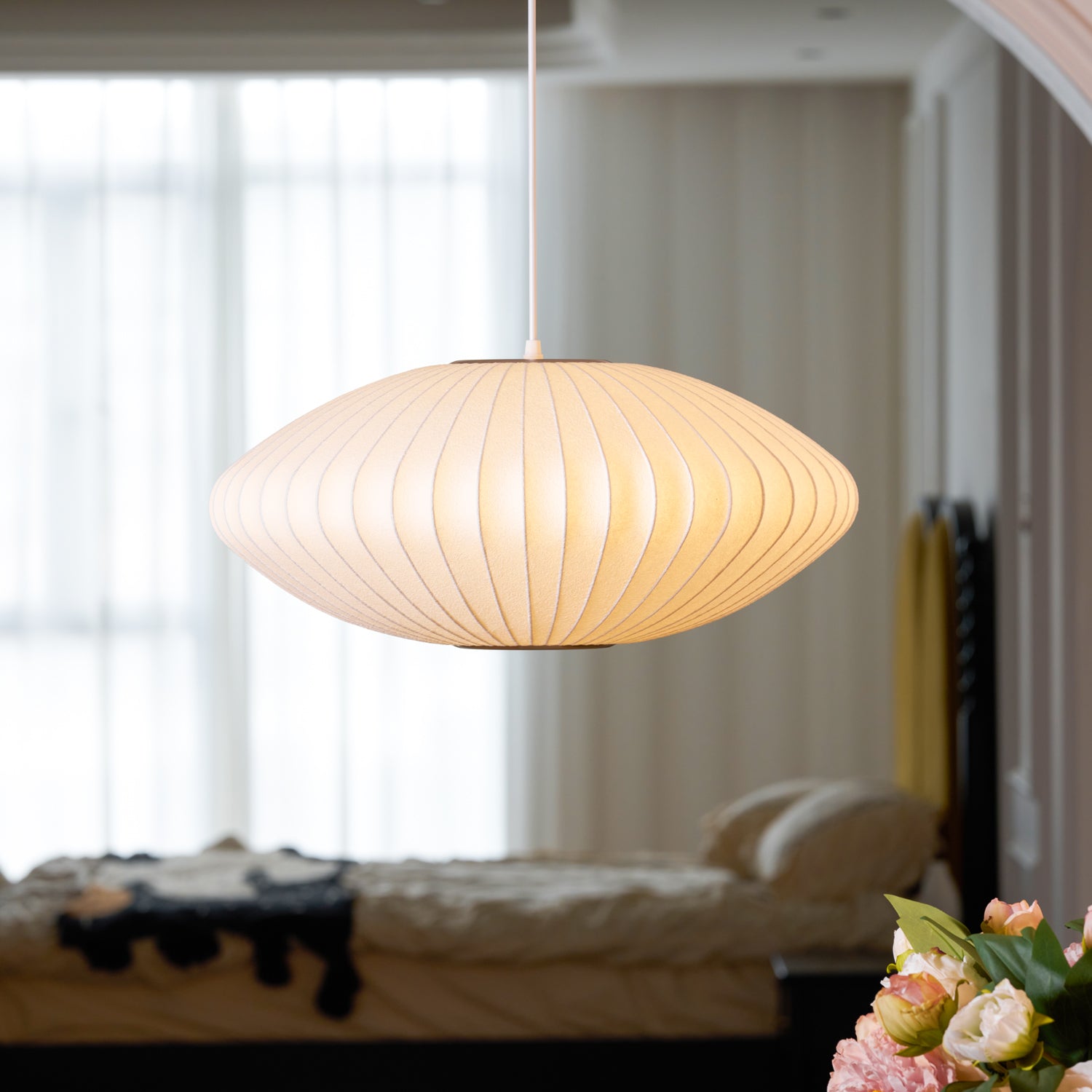 Modern Mulberry Fabric Bubble Chandelier – Hallway Decorative Pendant Lamp