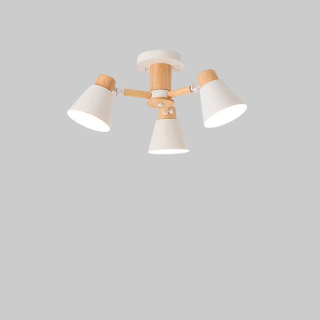 Nordic Solid Wood Chandelier | Modern E27 Bulb Ceiling Lamp
