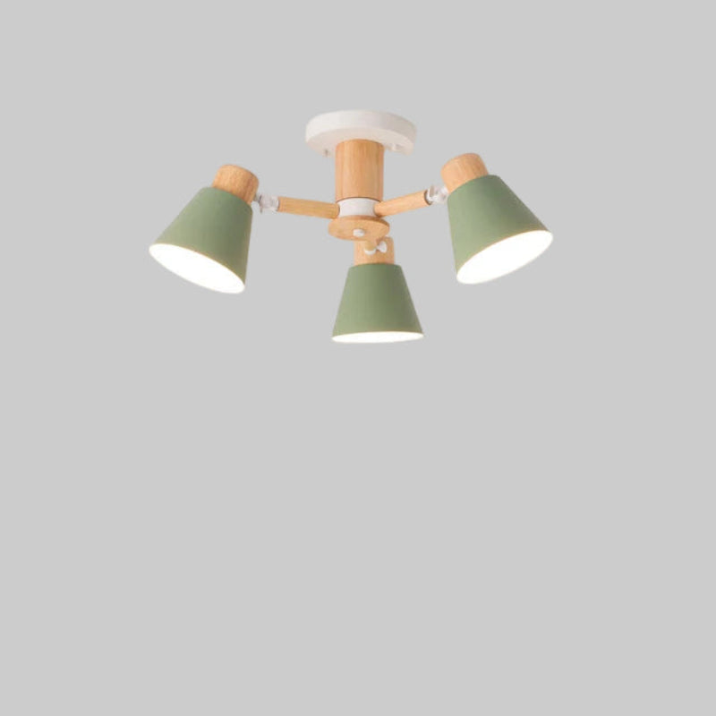 Nordic Solid Wood Chandelier | Modern E27 Bulb Ceiling Lamp