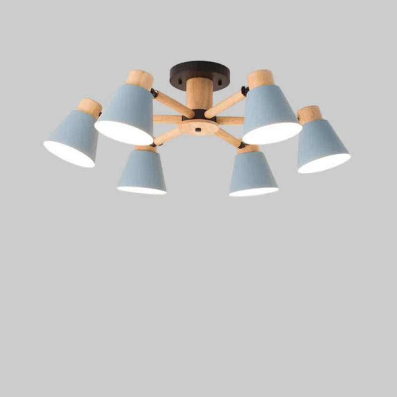 Nordic Solid Wood Chandelier | Modern E27 Bulb Ceiling Lamp