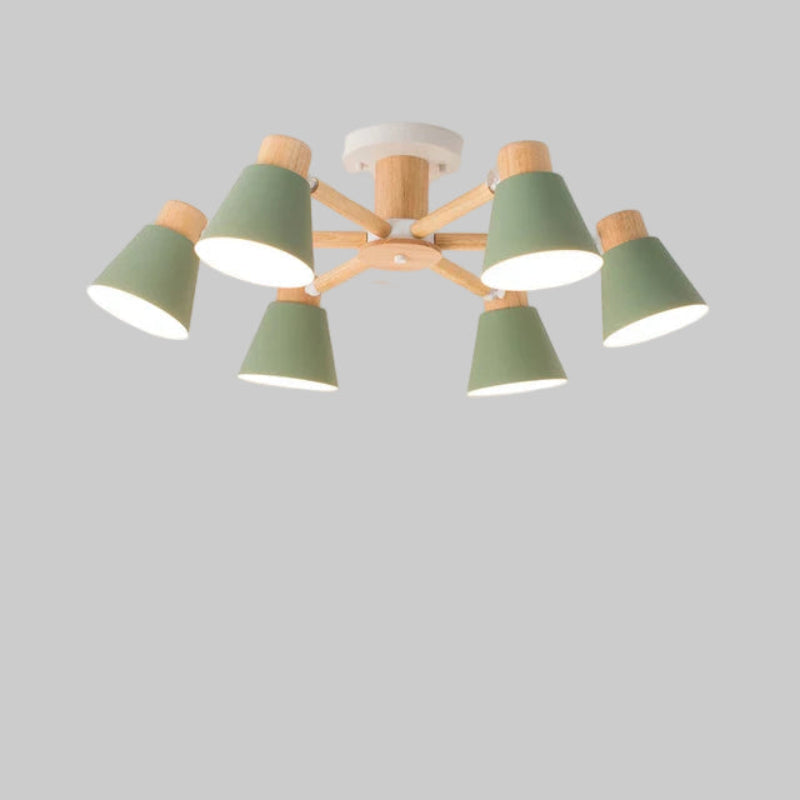 Nordic Solid Wood Chandelier | Modern E27 Bulb Ceiling Lamp