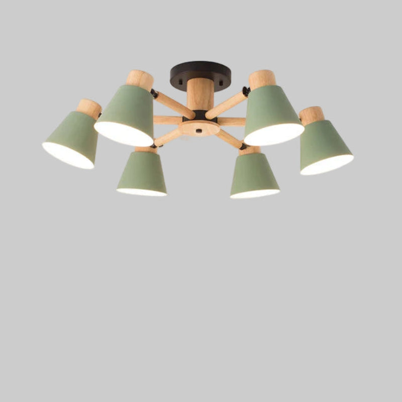 Nordic Solid Wood Chandelier | Modern E27 Bulb Ceiling Lamp