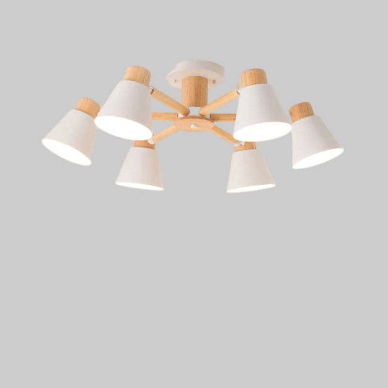 Nordic Solid Wood Chandelier | Modern E27 Bulb Ceiling Lamp