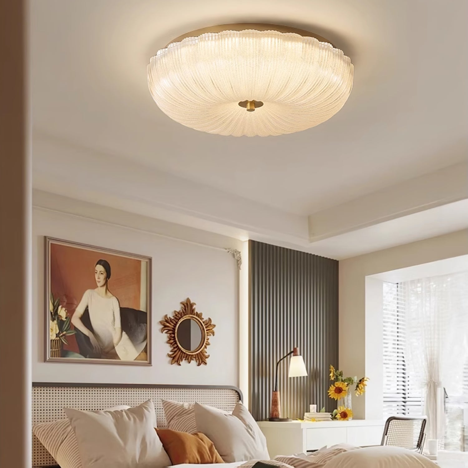 Halo Ceiling Light with Ripple Glass – Textured Lighting Fixture
