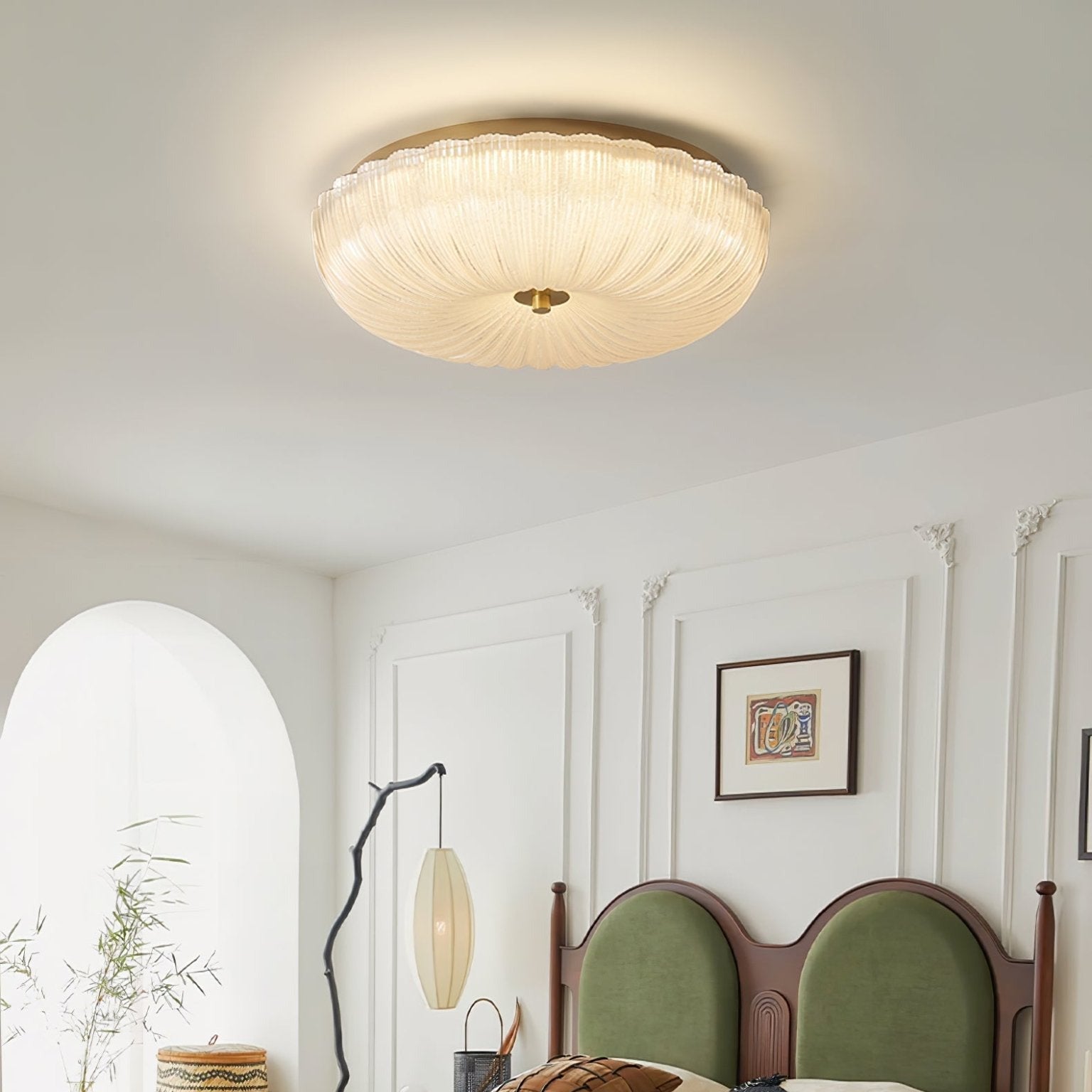Halo Ceiling Light with Ripple Glass – Textured Lighting Fixture