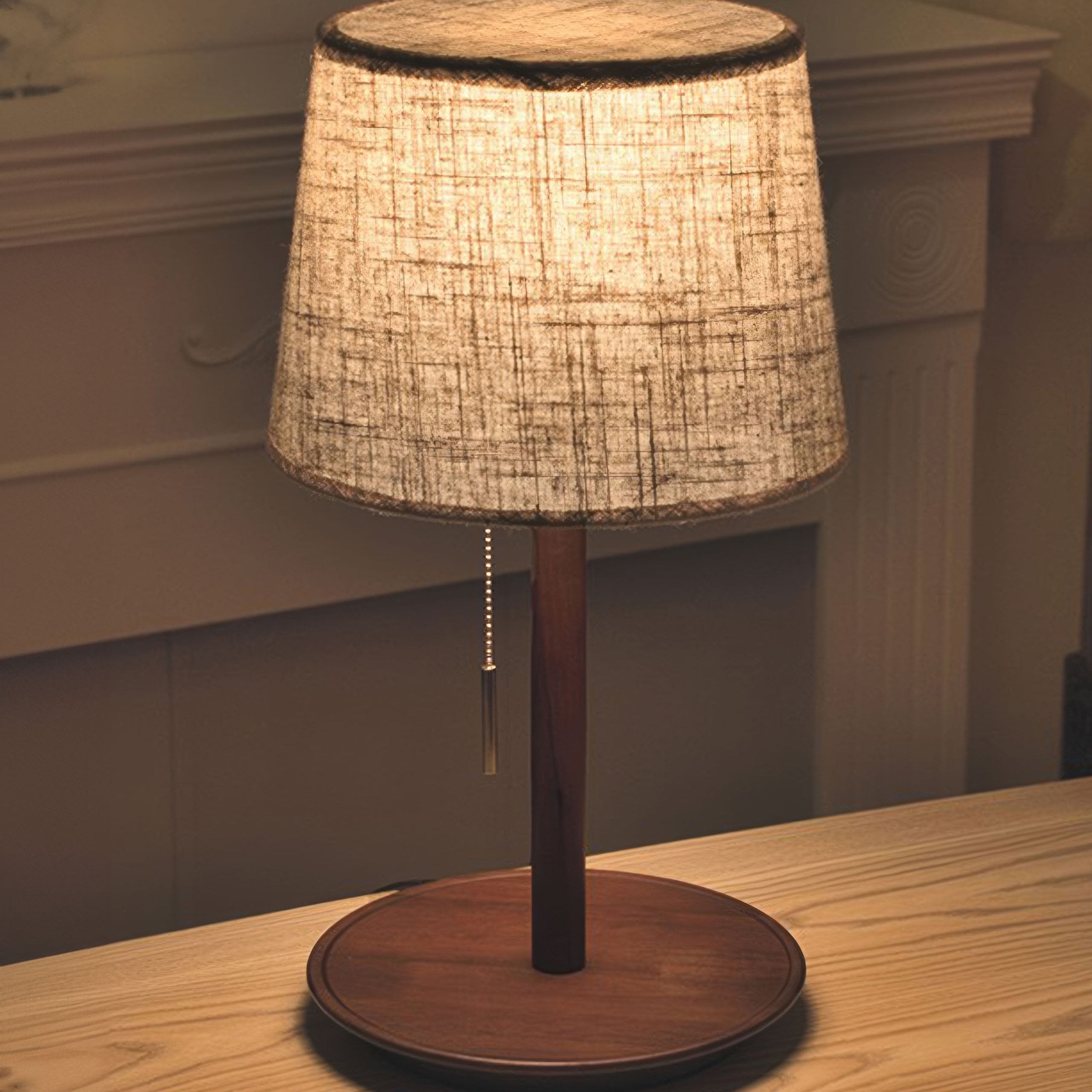 Nordic Walnut Base with Fabric Shade Table Lamp