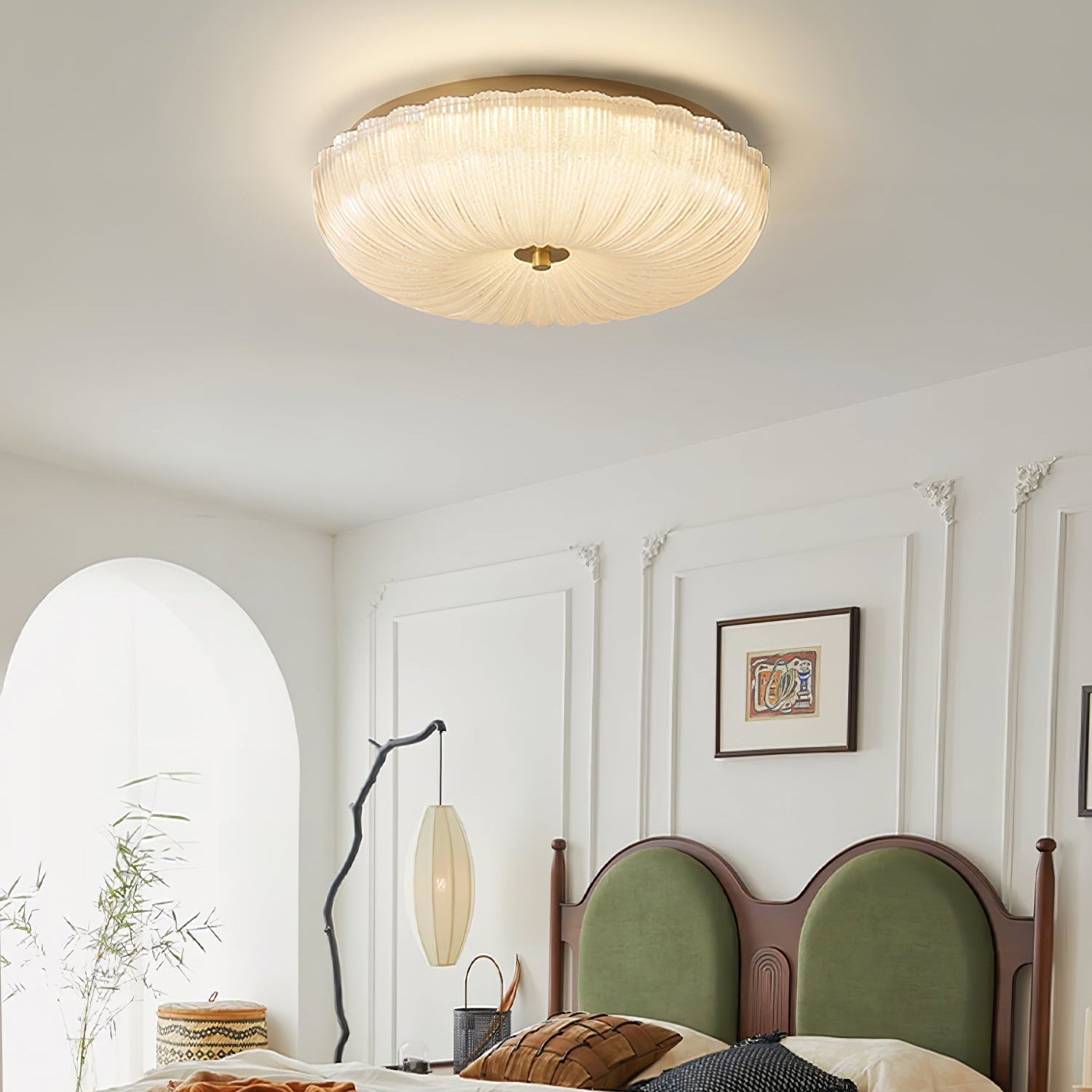 Halo Ceiling Light with Ripple Glass – Textured Lighting Fixture