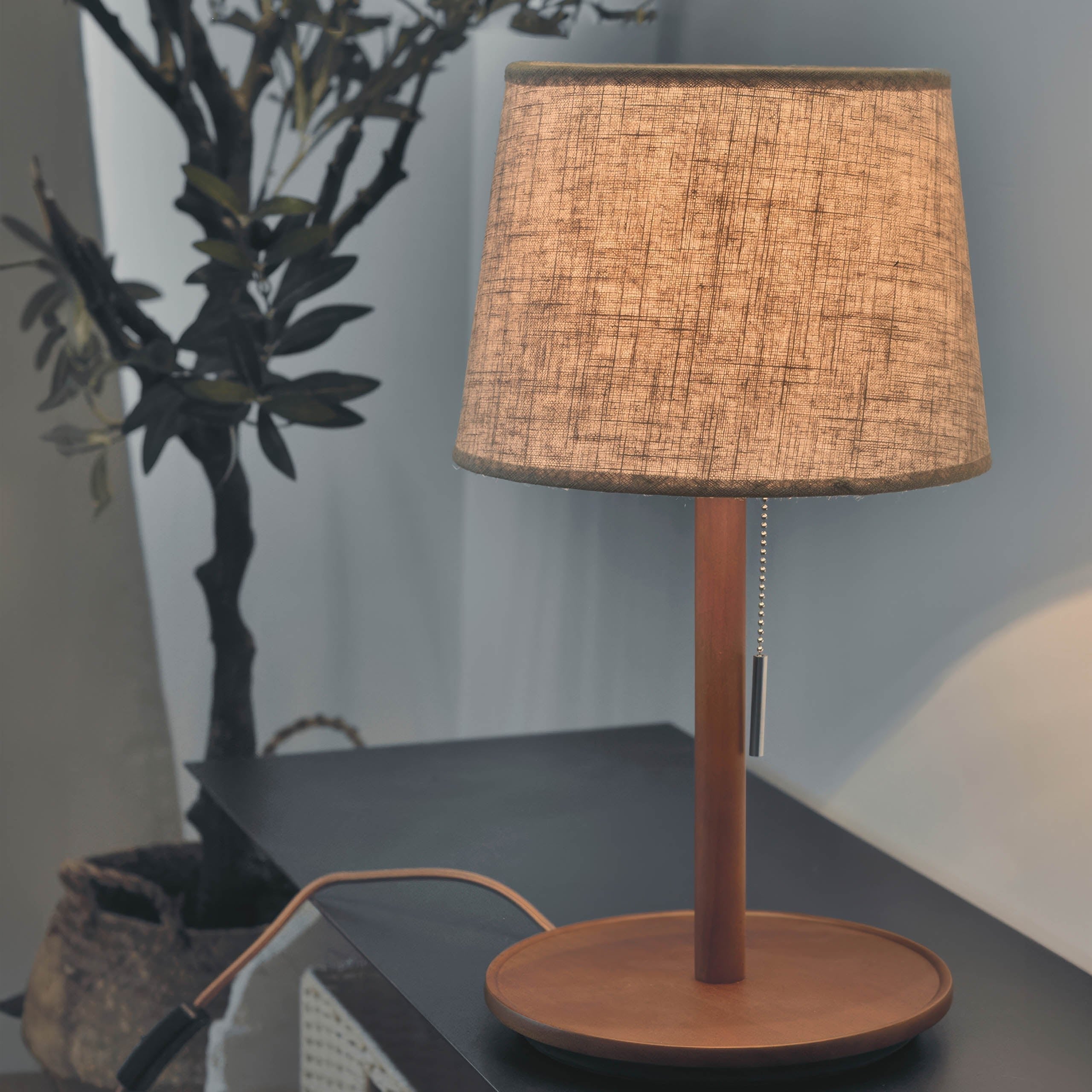 Nordic Walnut Base with Fabric Shade Table Lamp