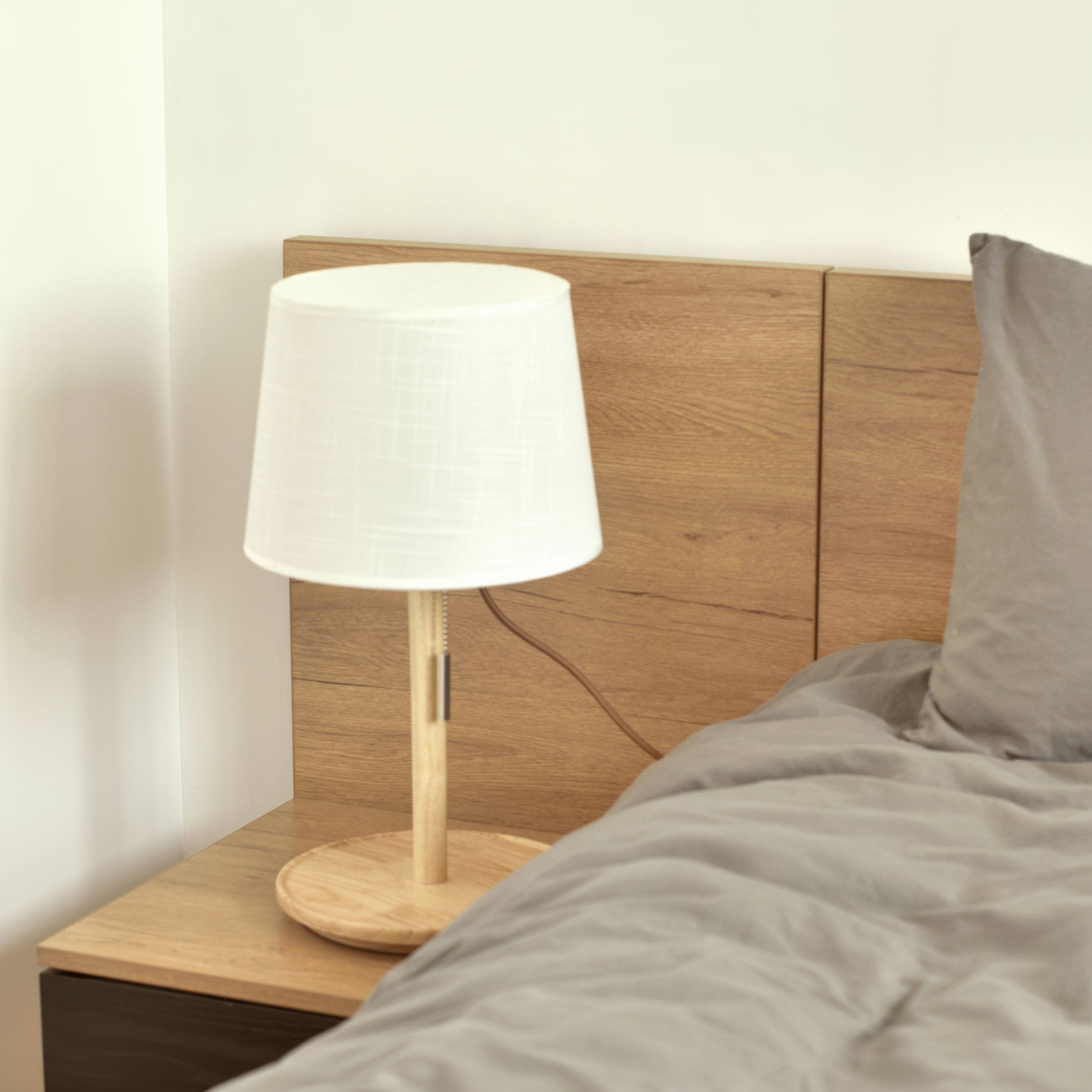 Nordic Walnut Base with Fabric Shade Table Lamp