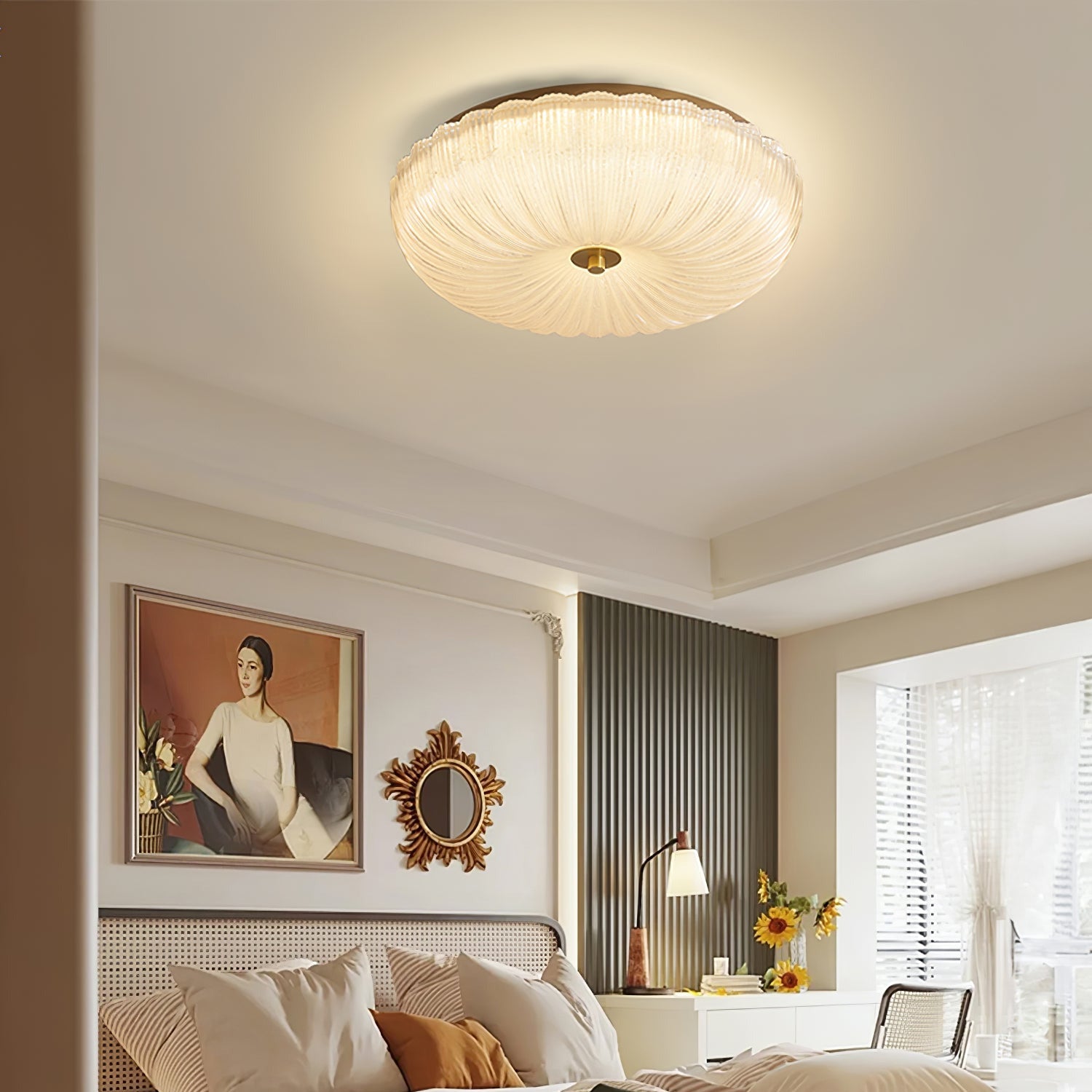 Halo Ceiling Light with Ripple Glass – Textured Lighting Fixture