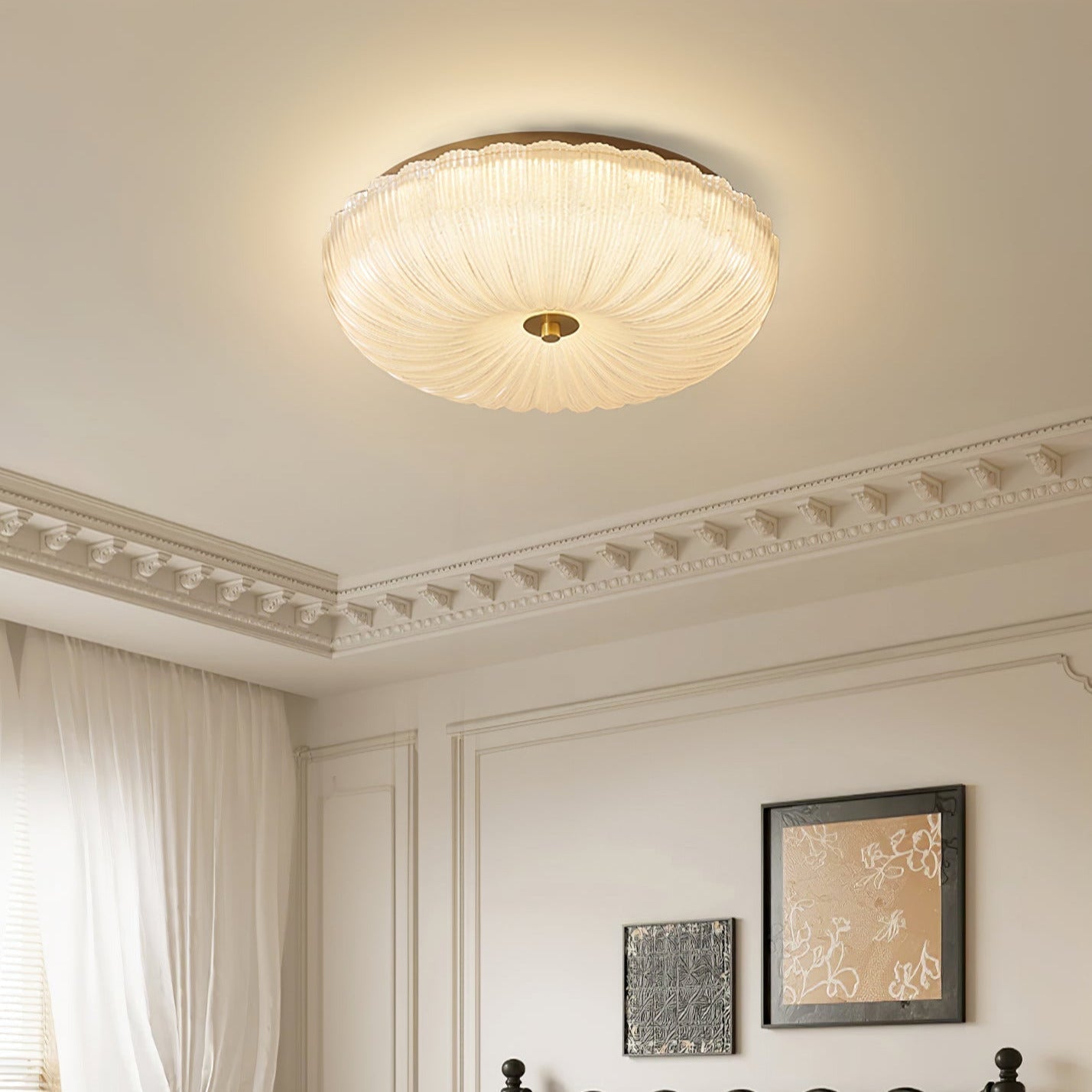 Halo Ceiling Light with Ripple Glass – Textured Lighting Fixture