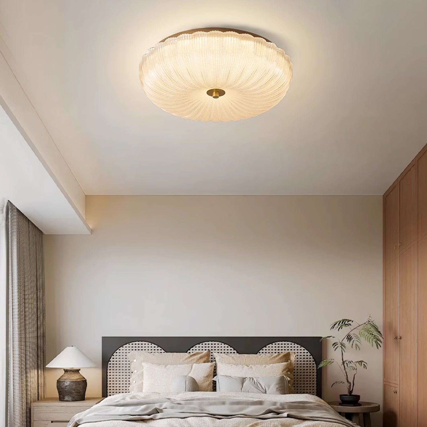Halo Ceiling Light with Ripple Glass – Textured Lighting Fixture