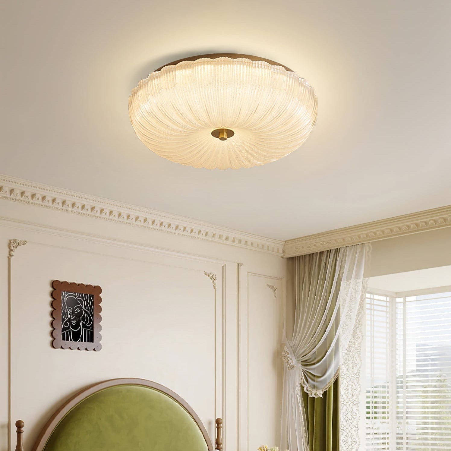 Halo Ceiling Light with Ripple Glass – Textured Lighting Fixture