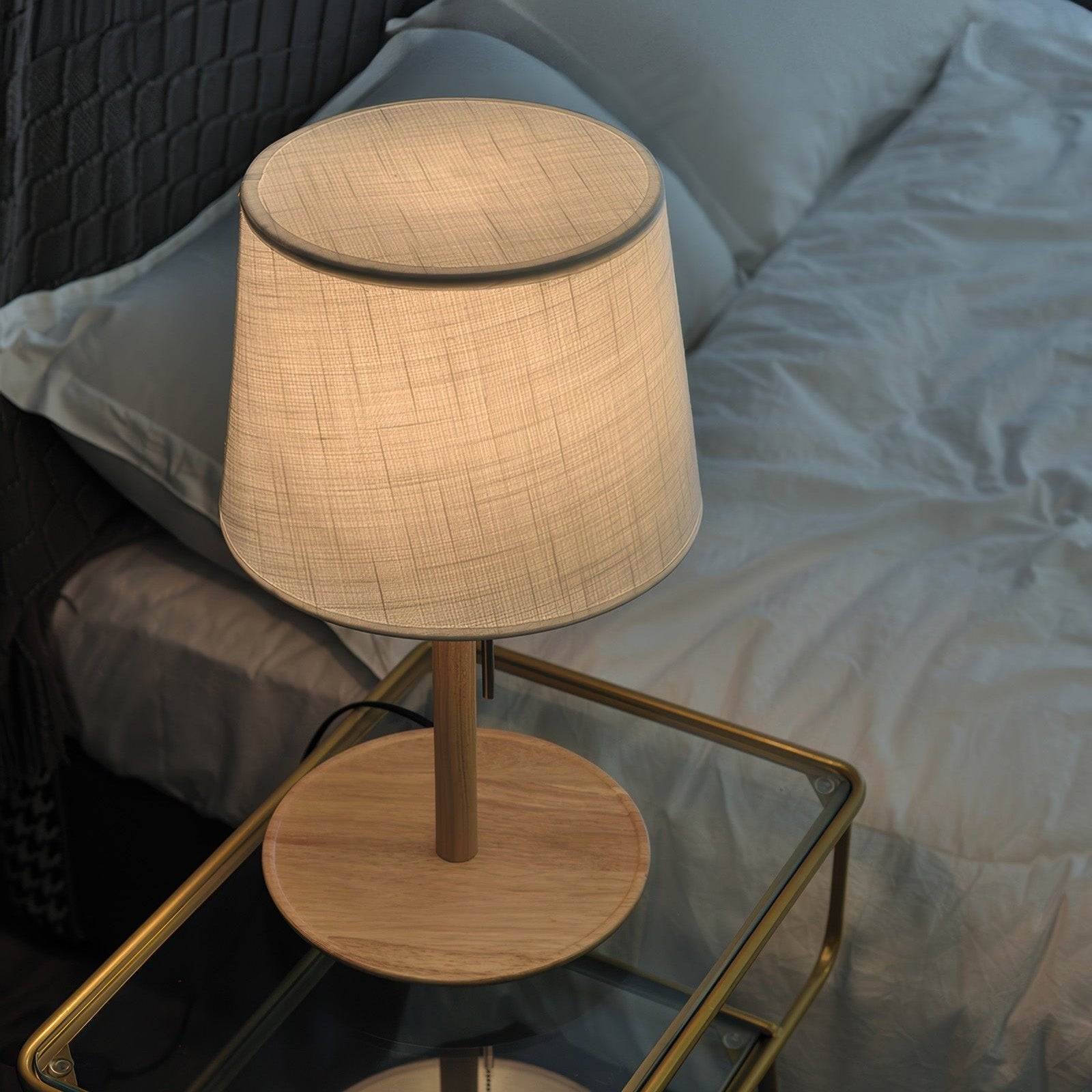 Nordic Walnut Base with Fabric Shade Table Lamp