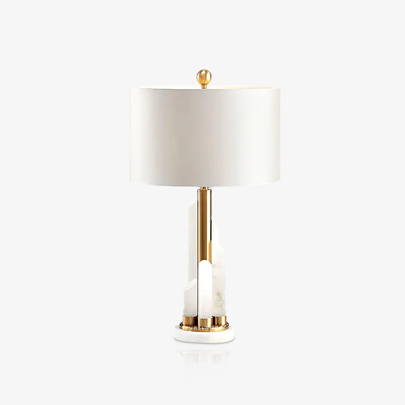 Stylish Modern Table Lamp – Cylindrical Alabaster Shade with Warm LED Lighting