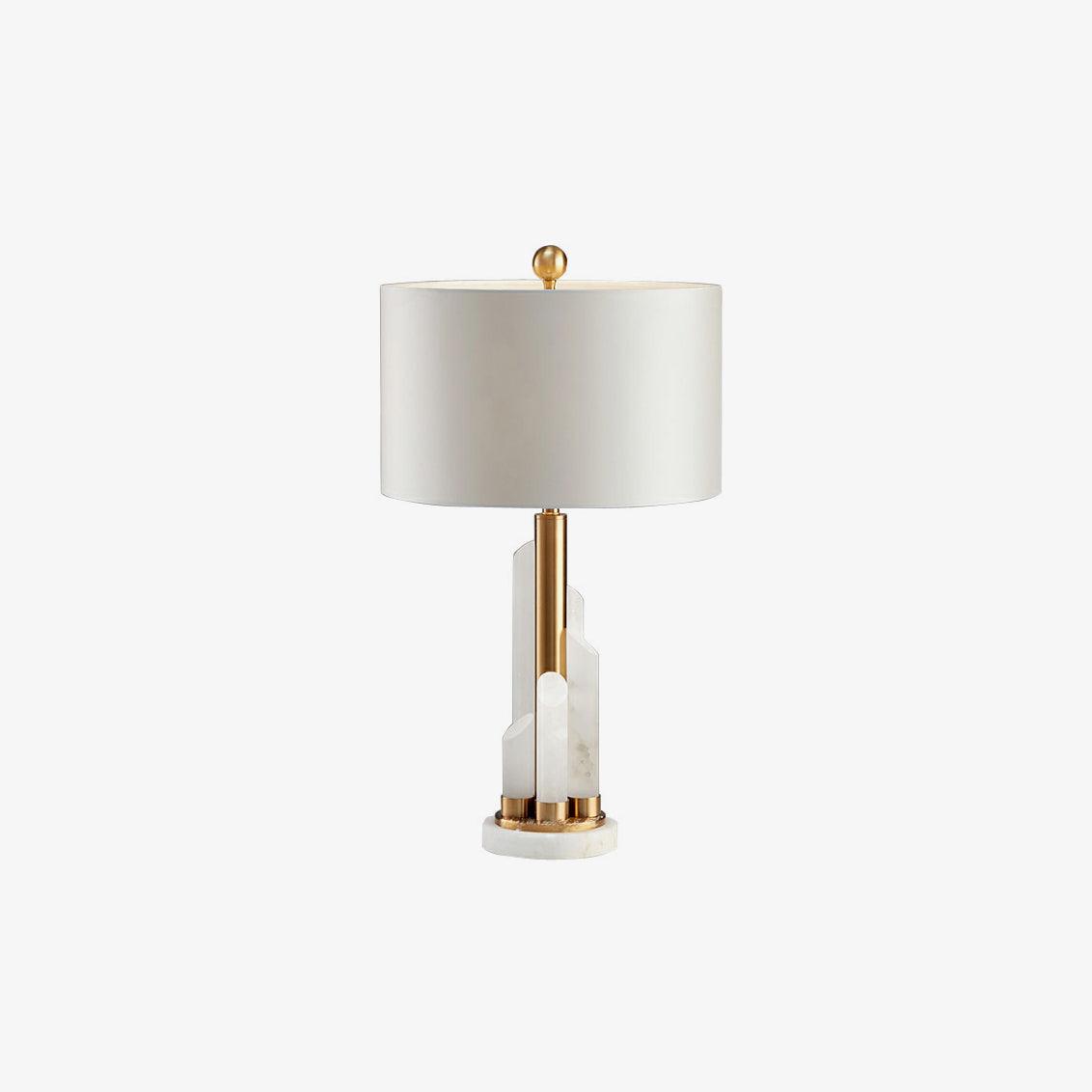 Stylish Modern Table Lamp – Cylindrical Alabaster Shade with Warm LED Lighting