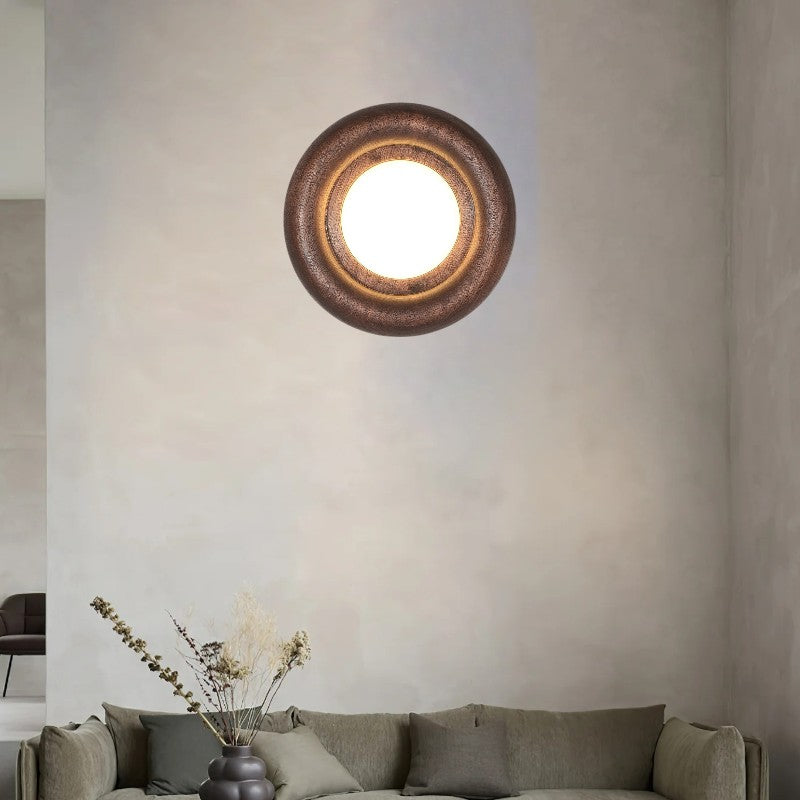 Walnut Round Lamp | Wall Mounted Light