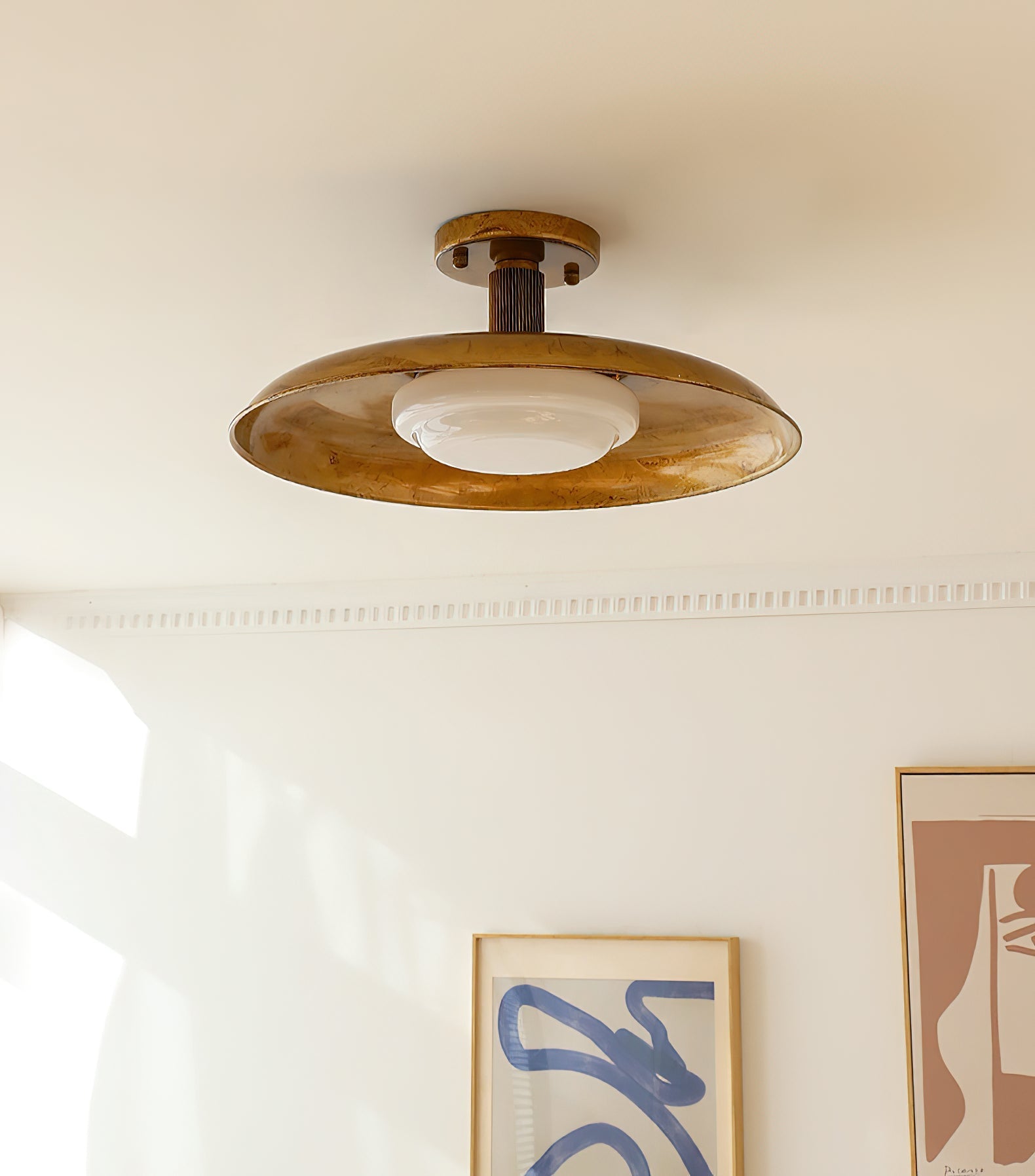 Modern Glass Ceiling Lamp – Flush Mount LED Light with Metal Body