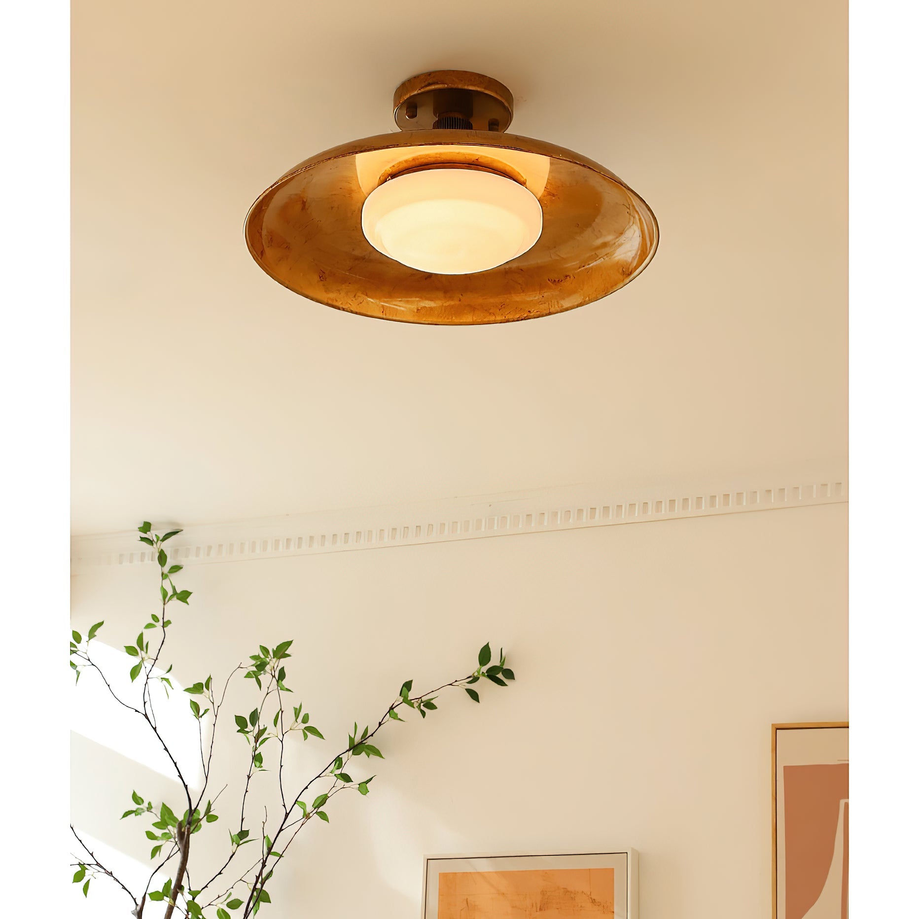 Modern Glass Ceiling Lamp – Flush Mount LED Light with Metal Body