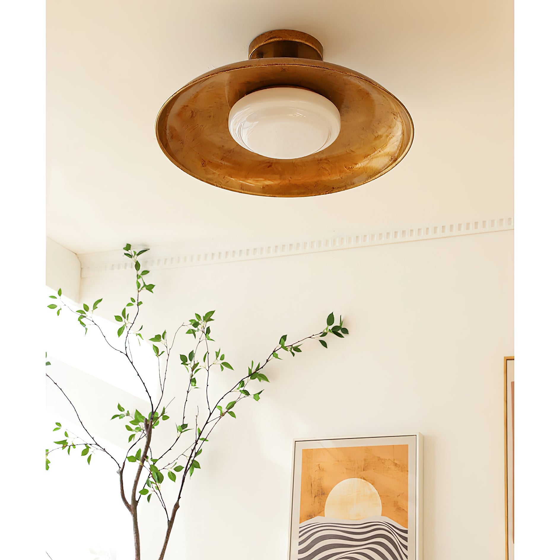 Modern Glass Ceiling Lamp – Flush Mount LED Light with Metal Body