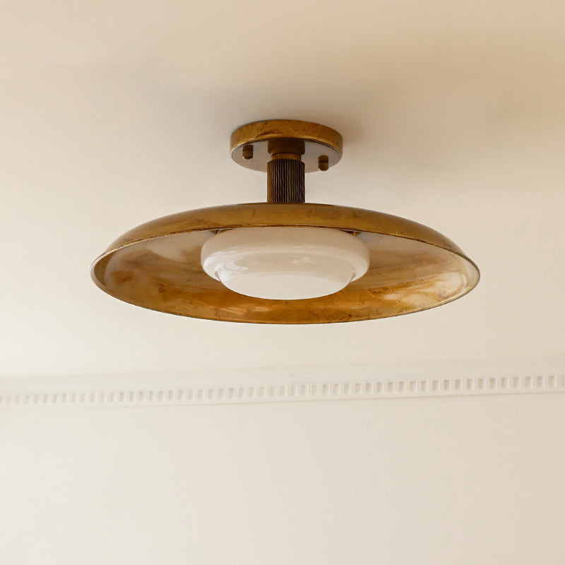 Modern Glass Ceiling Lamp – Flush Mount LED Light with Metal Body