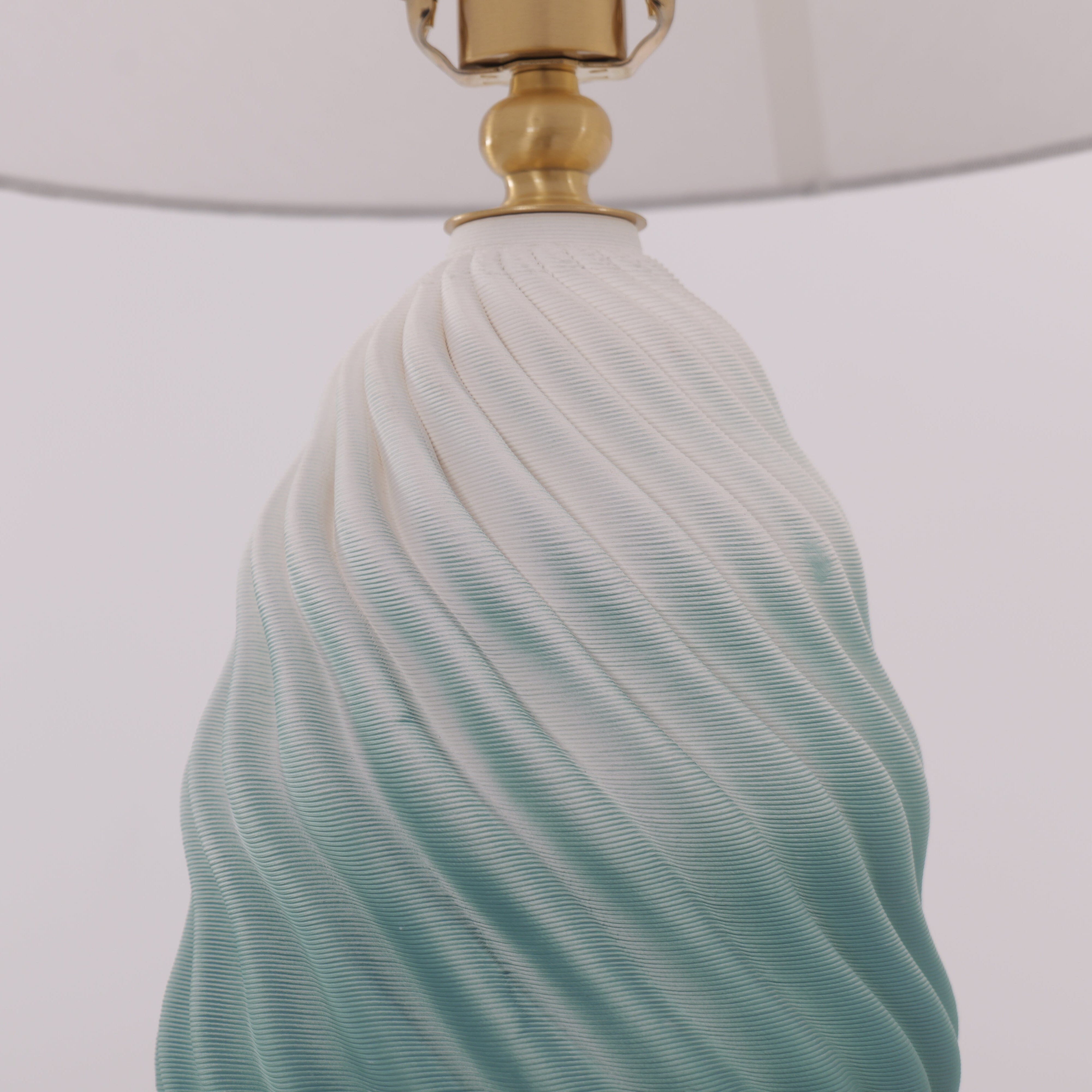 Threaded Ceramic Table Lamp - 3D Lamp with Fabric Shade