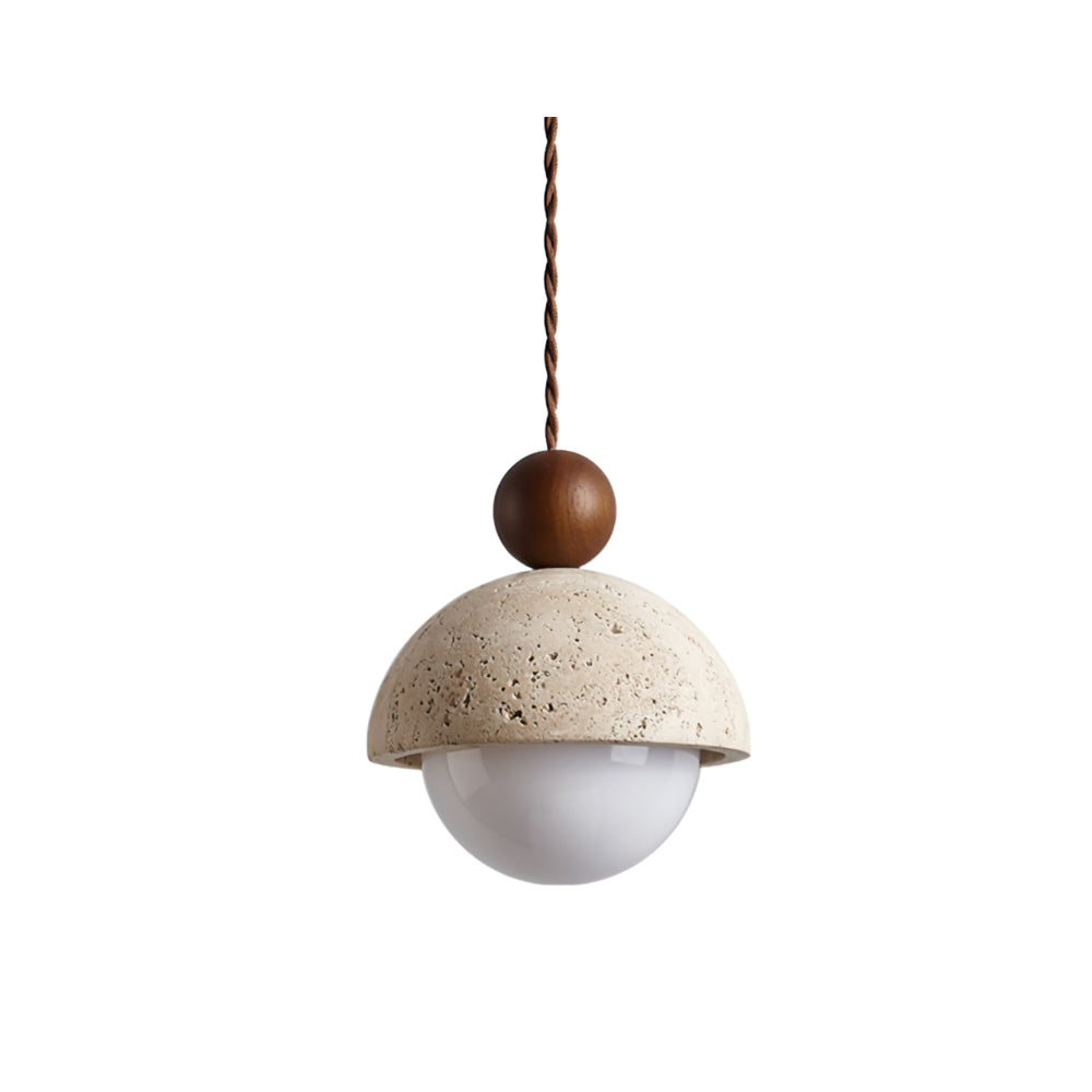 Contemporary Travertine & Glass Pendant Light – Nature-Inspired Modern Design