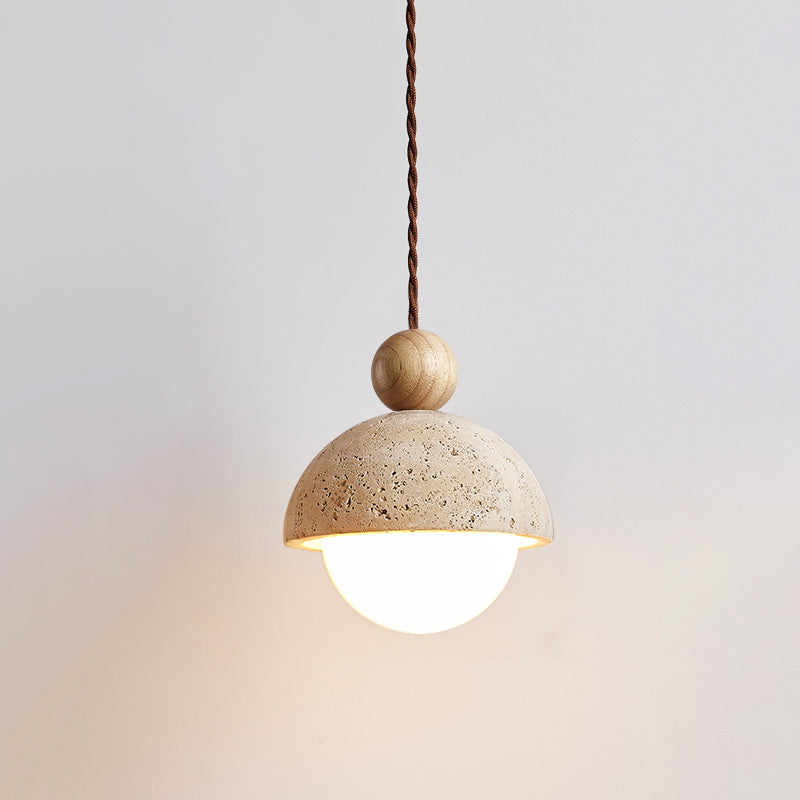 Contemporary Travertine & Glass Pendant Light – Nature-Inspired Modern Design