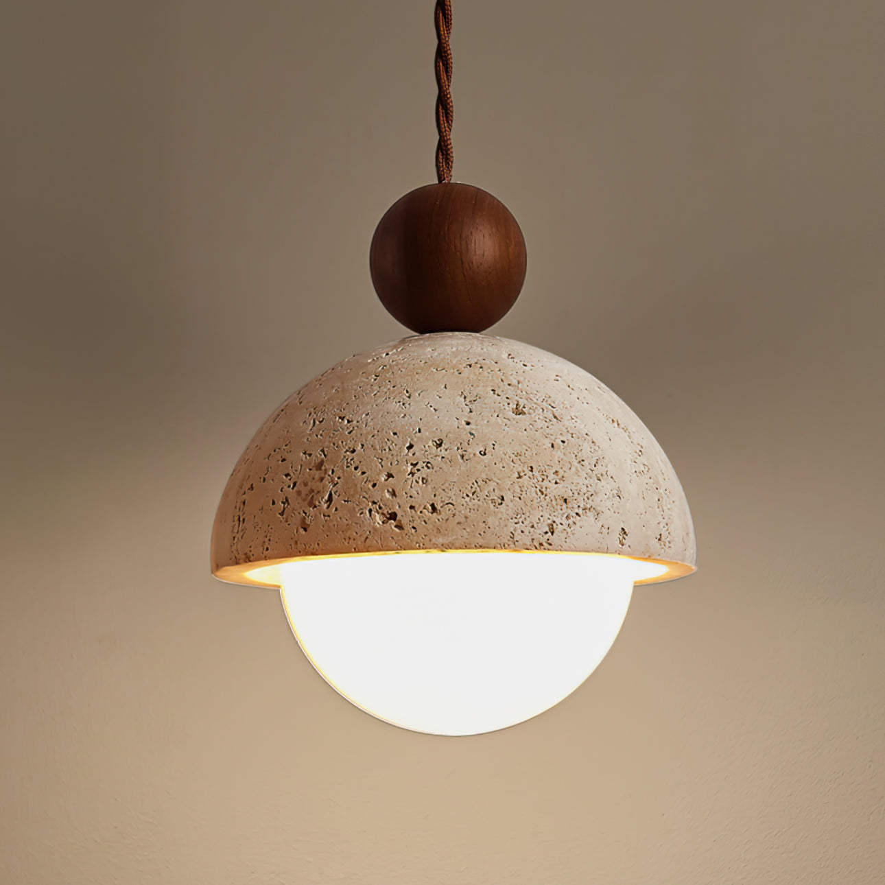 Contemporary Travertine & Glass Pendant Light – Nature-Inspired Modern Design