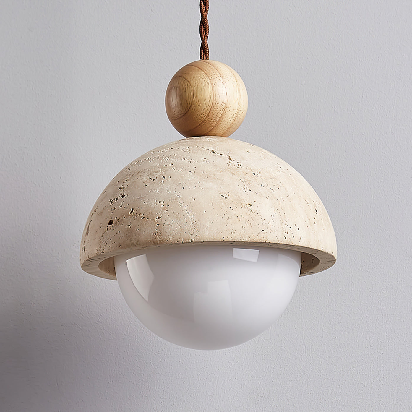 Contemporary Travertine & Glass Pendant Light – Nature-Inspired Modern Design