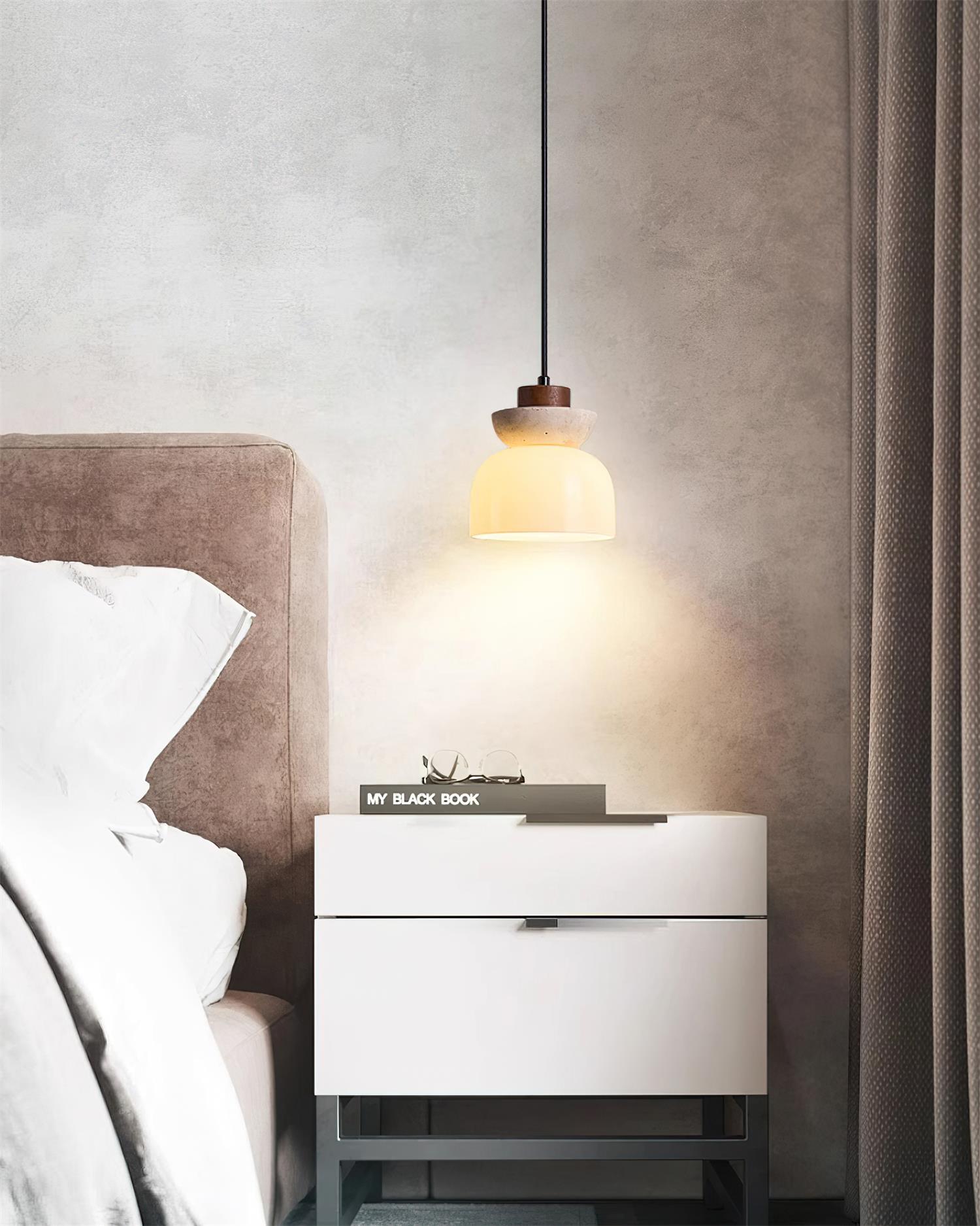 Dome Glass Pendant Lamp – Stylish Travertine Indoor Lighting