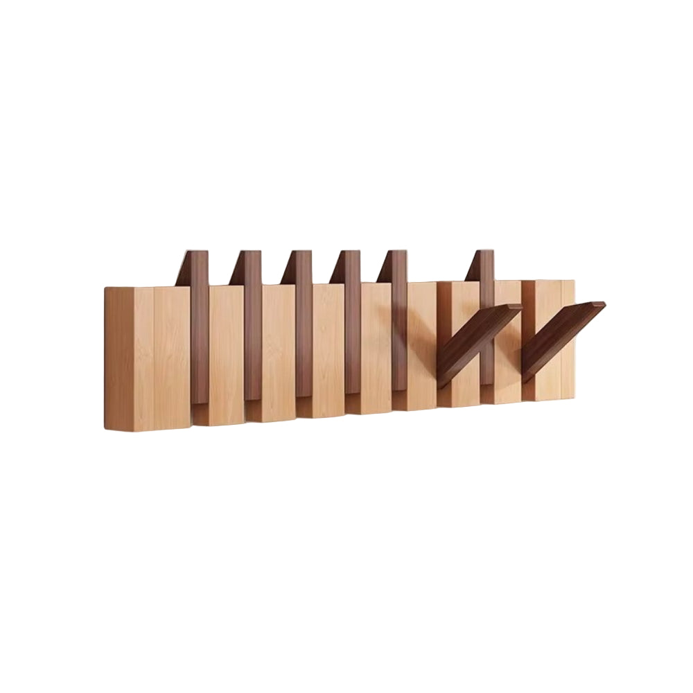 Wooden Fold-Down Hook Rack | Piano-Inspired Wall Storage