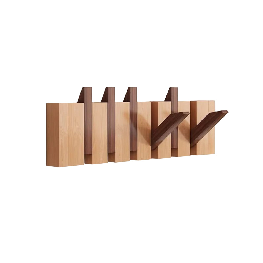 Wooden Fold-Down Hook Rack | Piano-Inspired Wall Storage